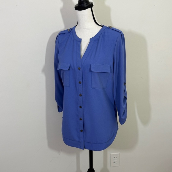 41 Hawthorn Royal Blue Button-Up Blouse sz m - Picture 3 of 12